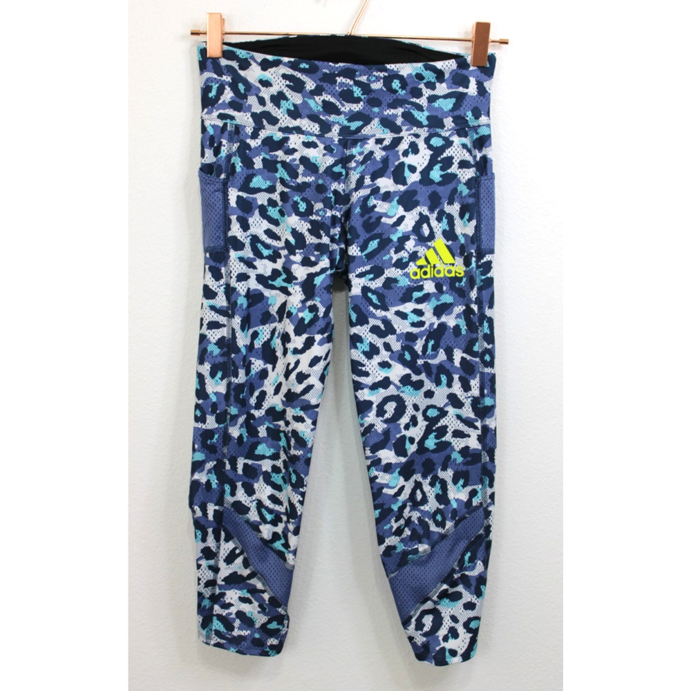 Adidas Running Leggings Own The Run 3/4 Aeroready Blue & White Small NWT